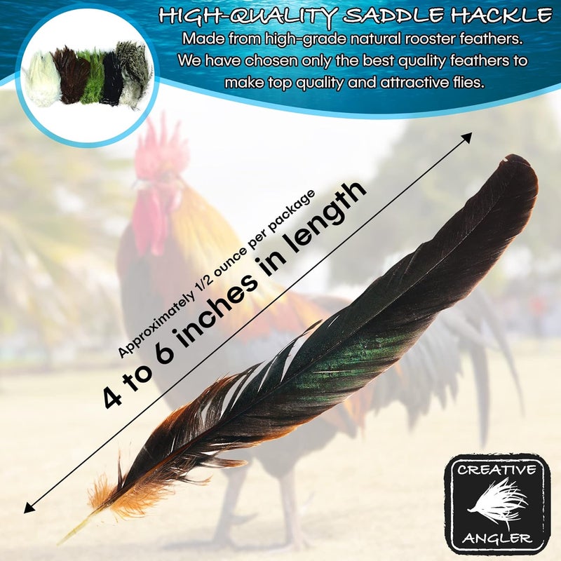 Creative Angler Saddle Hackle Fly Tying Materials - Natural Feathers for Wet Flies, Rooster Feathers, Hair Feathers for Crafts, Fly Tying Kit - Small Feathers Combo Pack of Steelhead Colored Feathers - Image 3